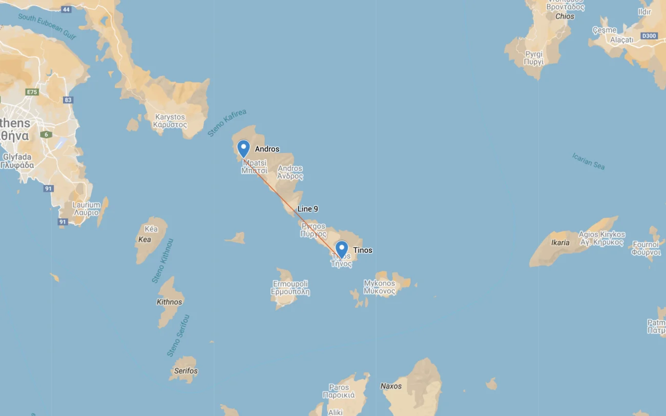 Ferry from Andros to Tinos